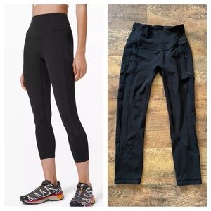 Women's Lululemon All the Right Places Black High-Waisted Crop Leggings Size 4